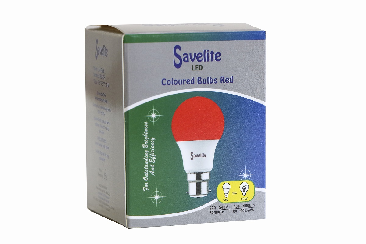 Savelite LED Colored Bulb A55 5W B22 Red