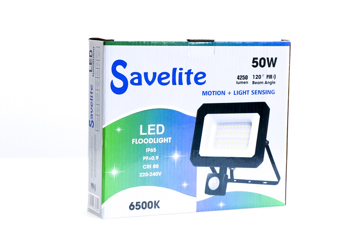 Savelite LED Floodlight 50W Motion + Light Sensing