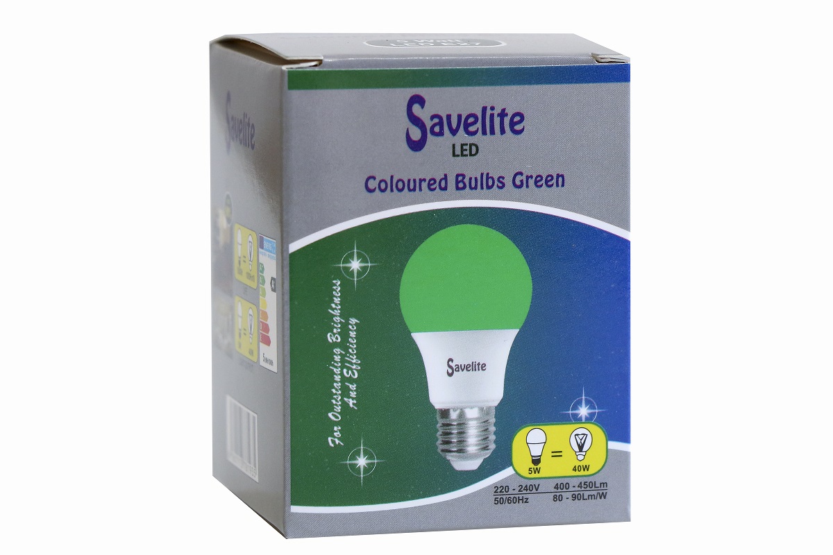 Savelite LED Colored Bulb A55 5W B22 Green