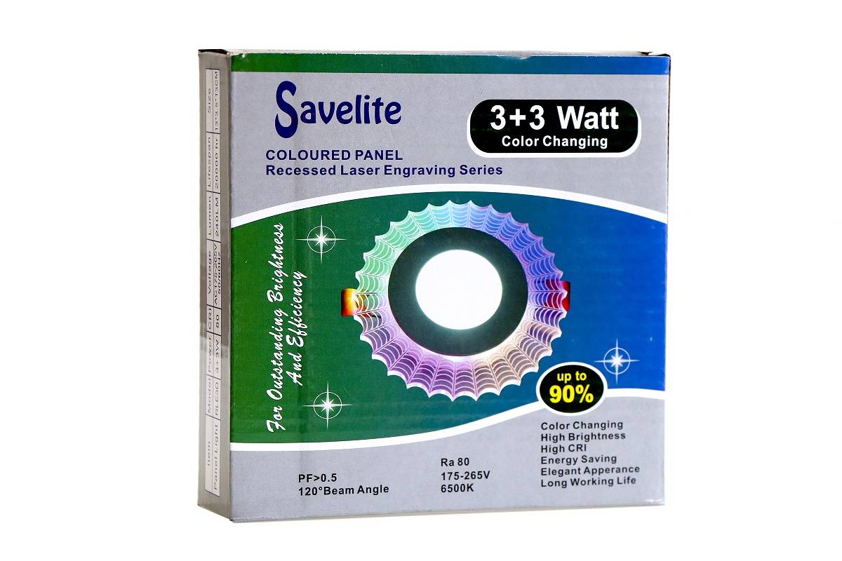 Savelite Coloured Panel Recessed RGB Serries 3+3 Watt RGB Colour Changing - Image 2